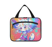 Cartoon Girl con ali appese grande borsa da viaggio da appendere con gancio, borsa per il trucco alla moda per auto per gli elementi essenziali da viaggio per le donne lavoro estuche para guardar