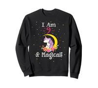 Cartoon Girls I Am 9 & Magical Unicorn Birthday Felpa