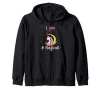 Cartoon Girls I Am 9 & Magical Unicorn Birthday Felpa con Cappuccio