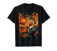 Cartoon Goose Selfie in Armor with Battle Chaos Maglietta