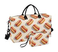 Cartoon Gourmet Hot Dog Duffel Bag Weekender Bag Sport Allenamento Bag con Cinghia Regolabile per Aereo Viaggio Pieghevole Maletas para gimnasio