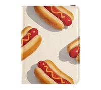 Cartoon Gourmet Hot Dog Supporto per passaporto per famiglia in pelle per viaggi documenti di viaggio Organizer Protector Portafoglio passaporto da viaggio da donna impermeabile, cartone animato hot