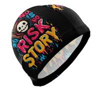 Cartoon Graffiti Grim Reaper cuffie da doccia per le signore Capelli corti impermeabili per il nuoto Protezione dei capelli e riduzione della resistenza gorros para natacion