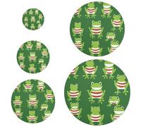 Cartoon Green Frogs Red Stripe 5 pz coperture elastiche riutilizzabili riutilizzabili in 5 dimensioni per conservare alimenti frutta cibo avanzi pasta pane lievitazione