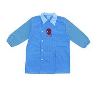 CARTOON Grembiule scuola Spiderman Marvel, divisa scolastica per bambini, camice a quadretti celeste (60)