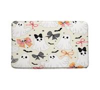 Cartoon Halloween G-Host Shower Curtain Beige White Cute G-Host Spooky Bowknot Funny Bowknot Bat Stars Lovely Happy Holiday Tappeto Da Bagno Tappeto Entrata Morbido Tappeti Da Bagno 40X60Cm