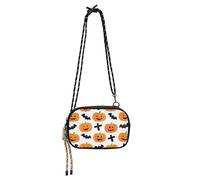 Cartoon Halloween Jack-o'-lanterns Croci e pipistrelli Mini Borse a tracolla per le donne Bellezza con tracolla regolabile Borse Fai una passeggiata bolsa de mano para mujer