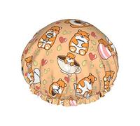Cartoon Hamster Cartoon Cute Fox Gorro de ducha Juego de 1 Gorro de baño elástico de apertura grande con cuerda elástica Gorro de baño impermeable de doble capa Gorro de baño reutilizable Gorro de bañ