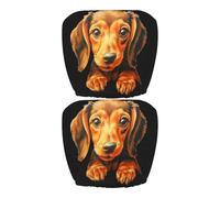Cartoon Headrest - Dog Pattern for Interior Protection | Elastic Funny Car Covers with Anti-Dirty Design & Easy Fit for SUV Sedan Truck Van Family Vehicle Decoration and Travel Comfort