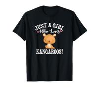 Cartoon Kawaii Womens Just A Girl Who Loves Kangaroos Lover Maglietta