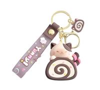 Cartoon Keychain portachiavi Anime portachiavi Cartoon gatto torta rotolo ciondolo telefono fascino borsa deoration, Caff, Approx.10.3x1.7cm/4.06x0.67inches