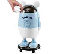 Cartoon Kitchen Trash Can - Funny Waste Basket With Lid And Rolling Wheels, Decorative Bin | Cute Garbage Container, Space Saving Home Organizer For Bathroom Bedroom Living Room Apartment Office Farmh
