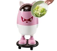 Cartoon Kitchen Trash Can - Funny Waste Basket With Lid And Rolling Wheels, Decorative Bin | Cute Garbage Container, Space Saving Home Organizer For Bathroom Bedroom Living Room Apartment Office Farmh