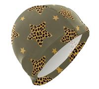 Cartoon Leopard Print Star Grey nuotatori per principianti Capelli corti impermeabile per il nuoto Protezione dei capelli e riduzione della resistenza gorras para nadar de mujer