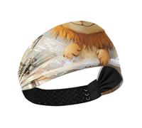 Cartoon Lion Vintage Vasca da bagno Raffreddamento fasce morbide elastiche testa sudore fasce per le donne per la corsa tennis Allenamenti Uso quotidiano