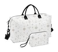 Cartoon Luna Stella Grigio Argento Decorativo di Viaggio Tote Bag Gym Bag con Cinghia Regolabile per Viaggi di Lavoro 2 Pz Set bolsas para