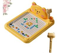 Cartoon Magnetic Drawing Board, 2025 New Magnetic Drawing Board, Interactive Bead Pen Art with Pattern Guide, Home Creative Boards for Little Artist Portable (L,Yellow)
