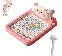Cartoon Magnetic Drawing Board, 2025 New Magnetic Drawing Board, Interactive Bead Pen Art with Pattern Guide, Home Creative Boards for Little Artist Portable (L,Pink)