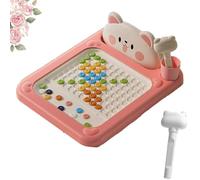 Cartoon Magnetic Drawing Board, 2025 New Magnetic Drawing Board, Interactive Bead Pen Art with Pattern Guide, Home Creative Boards for Little Artist Portable (S,Pink)