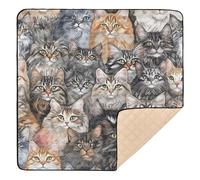 Cartoon Maine Cooncats - Tappetino da gioco grande e robusto per bambini, comodo tappetino per gattonare per neonati, neonati, neonati, bambini, 127 x 127 cm, colore: argento