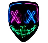 CARTOON Maschera spaventosa compatibile con Purge con luci led in 3 modalità per costumi e travestimenti di halloween accessorio per carnevale feste a tema
