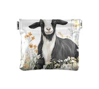 Cartoon Medusa FIORE Delle Donne In Pelle Moneta Cambia Borsa Unica Carta Chiave Organizzatori per le Donne, Capra Cartone Animato Bianco Nero, 1 size, moderno