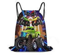 Cartoon Mon-Ster Truck Borsa con Coulisse Regolabile Borsa Palestra Pieghevole Zaino per Scuola Shopping Yoga 36X42Cm