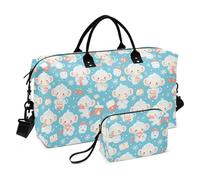 Cartoon Monkey Bianco Latte Chritmas Blu Decorativo Viaggio Tote Bag Sport Duffel Borse con Cinghia Regolabile per Trekking 2 Pz Set bulto de para Hombre