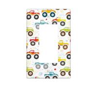 Cartoon Monster Trucks Wall Plate Covers, 1- Gang Wall Plates Standard Size 11,2 x 6,9 cm, Decorative Light Switch Cover Cover Outdoor, Policarbonato Termoplastico