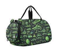 Cartoon Motor Engineering Veicoli Design Neon Verde Palestra Duffel Bag con Scomparto Scarpe Multifunzionale Weekender Pernottamento Range Bag per Scuola Pratica, Sport, Viaggi bolsas de viaje