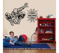 Cartoon Movie Boy Nome Personalizzato Adesivo Murale Spiderman Adesivo Murale Supereroe Decorazione Cameretta Per Bambini Camera Da Letto Decorazione Murale Superstar Fumetti 119X84Cm