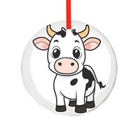 Cartoon Mucca di Latte Stampa Vetro Rotondo Albero di Natale Appeso Ornamenti di Natale Per Le Feste di Natale Regali Decorazione
