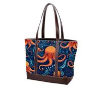 Cartoon Octopus-1700 Fashion Washed Durable Leather Purse Bag per le donne Top Handle Ladies Borse a tracolla con tasche cerniera