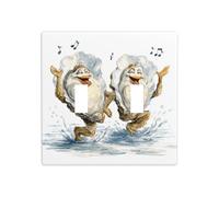 Cartoon of Dancing Oysters Double Gang Toggle Light Cover Wall Plate Switch Decor Dimensioni standard - 11,4 x 11,4 cm