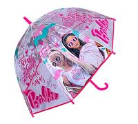 CARTOON Ombrello a cupola Barbie per bambine ombrello trasparente con manico a U 8 raggi apertura manuale antivento
