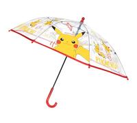 CARTOON Ombrello bambini Pikachu Pokémon trasparente POE 73 cm apertura manuale manico curvo rosso impermeabile