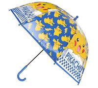 CARTOON Ombrello cupola bambini Pikachu Pokémon trasparente POE 74 cm apertura manuale manico curvo blu impermeabile