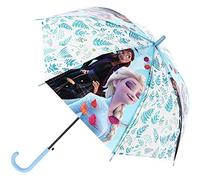 CARTOON Ombrello per bambine Frozen Disney con struttura antivento a 8 raggi in fibra di vetro, apertura manuale, manico a U