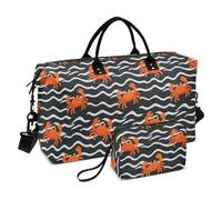 Cartoon Orange Crab Wave Pattern Decorativo Weekender/Pernottamento Duffel Sport Gym Bag con Toiletry Bag per Allenamento Grande Capacità Bolsa para en Avion