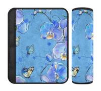 Cartoon Orchidea Blu Floreale Fiore 2 pz Cinture di Sicurezza Coperture per le Donne Stop Cintura di Sicurezza Taglio nel Collo per Van forro para cinturon de seguridad
