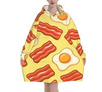 Cartoon Pancetta Uova Modello Indossabile Coperta di Flanella Oversize Felpa Con Cappuccio Per Adulti, Manica Lunga Con Cappuccio Coperta Felpa