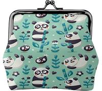 Cartoon Panda Bamboo Little Chicken Modello Fibbia Portamonete in pelle Custodia vintage Portamonete Kiss-Lock Mini Portafogli per donne Ragazze