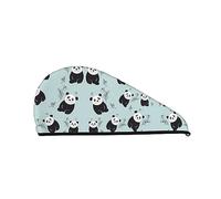 Cartoon Panda Bear Cuffia da a da bagno per donna, cuffia per capelli asciutti in velluto corallo Asciugamani assorbenti ad asciugatura rapida