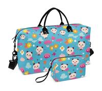 Cartoon Pandas Carino Decorativo Weekender Viaggio Pernottamento Borsa Palestra Sport Duffel Borse con Cinghia Regolabile per Aereo Viaggio Grande Capacità bolso de para Mujer