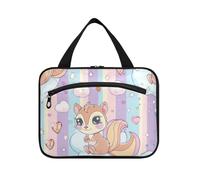 Cartoon Pastel Squirrels Rainbow Stripes Hanging Kit per gli Uomini Viaggio con gancio, Designer Espandibile Kit da barba Borse per gli Uomini per Accessori da Viaggio Kit WC de para Mujer L