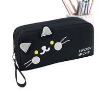 Cartoon Pencil Pouch, Cute Embroidered Cat Pen Case, Zipper Pencils Storage Bag for Students, School Stationery Organizer and Makeup Cosmetic Pouches, Ruler Eraser Pens, 8.66x2.76x3.94 Inches