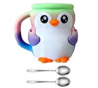 Cartoon Penguins Accessori Dessert Impugnatura ergonomica e doppi cucchiai cassetto segreto gelato pinte Cup Holder Set Penguins Shape Ice Cream Holder