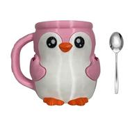 Cartoon Penguins Accessori Dessert Impugnatura ergonomica e doppi cucchiai cassetto segreto gelato pinte Cup Holder Set carino pinguini Ice Cream Cup Sleeve