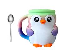 Cartoon Penguins Accessori Dessert Impugnatura ergonomica e doppi cucchiai cassetto segreto gelato pinte Cup Holder Set Ice Cream Storage Organizers