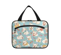 Cartoon Piccolo Bulldog Cherry Hanging Mens Borsa da viaggio con gancio, Kit da barba pieghevole di design per accessori da viaggio Kit da lavoro de para Mujer L